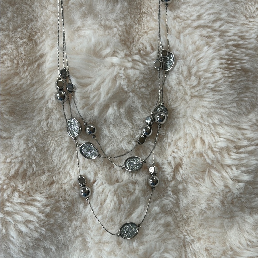 New York & Company Elegant Silver Multi-Layer Necklace NWT NEW